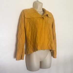 Yellow Knit Cardigan Sweater